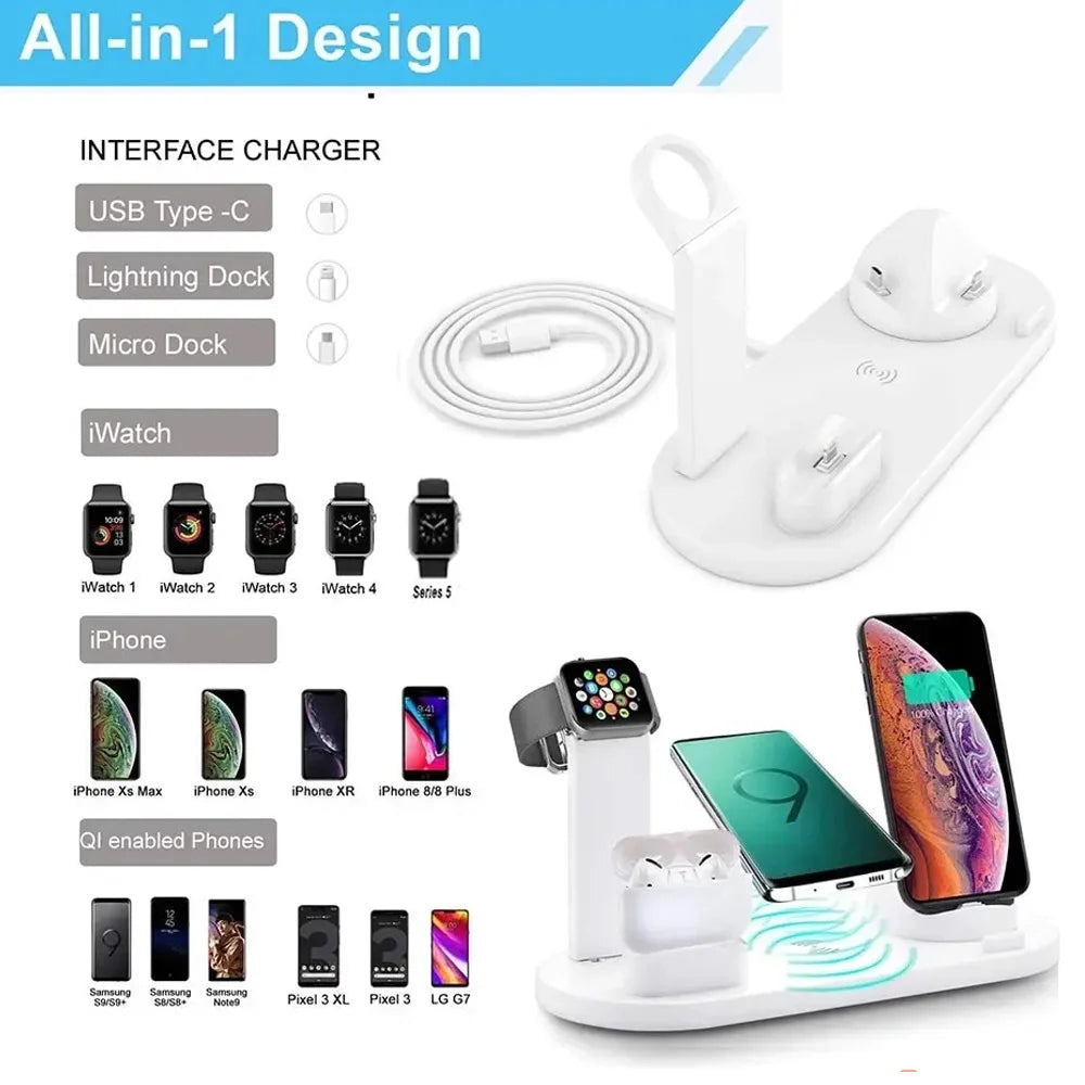6 In 1 Wireless Charging Dock Station