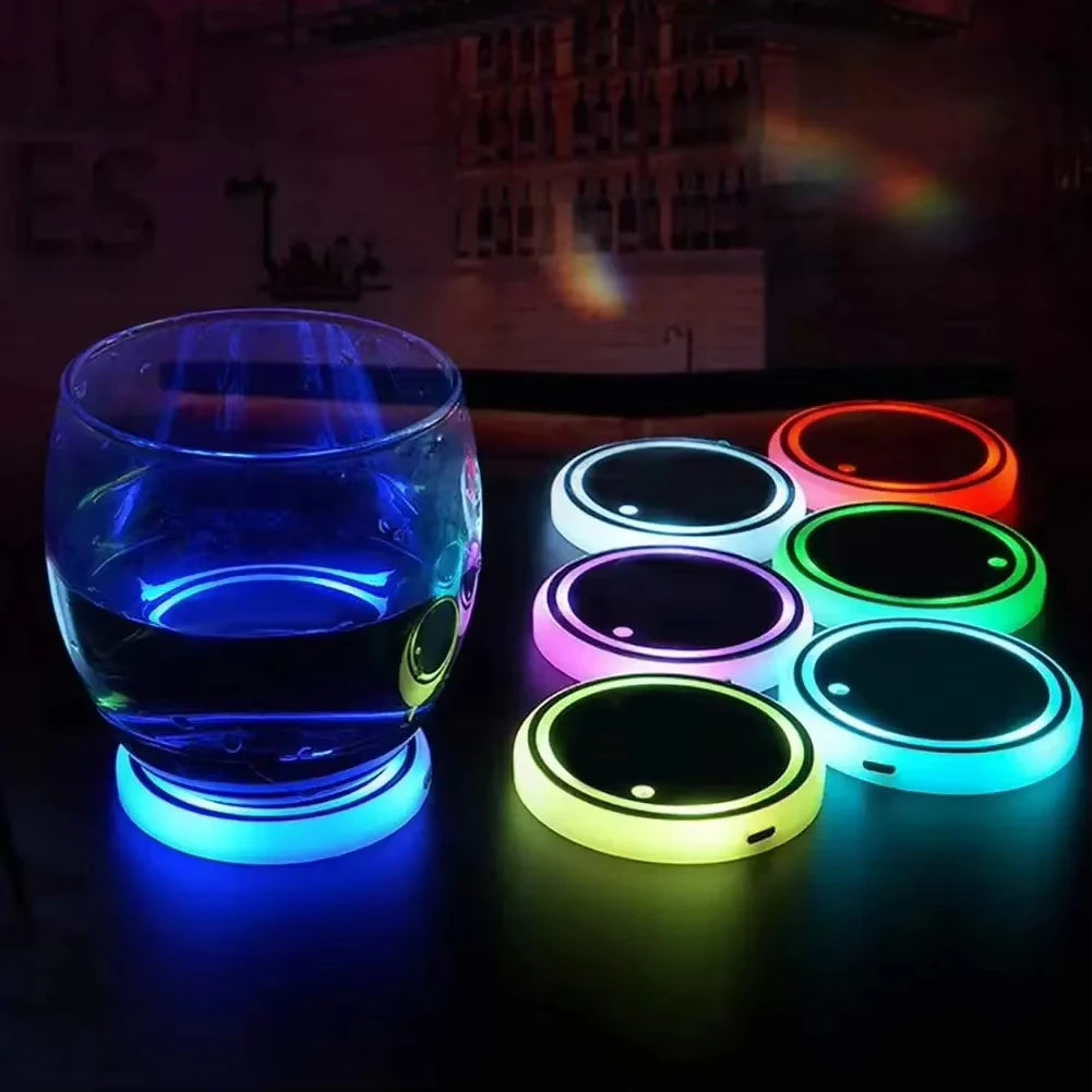 7 Colors LED Car Coasters Cup Holder