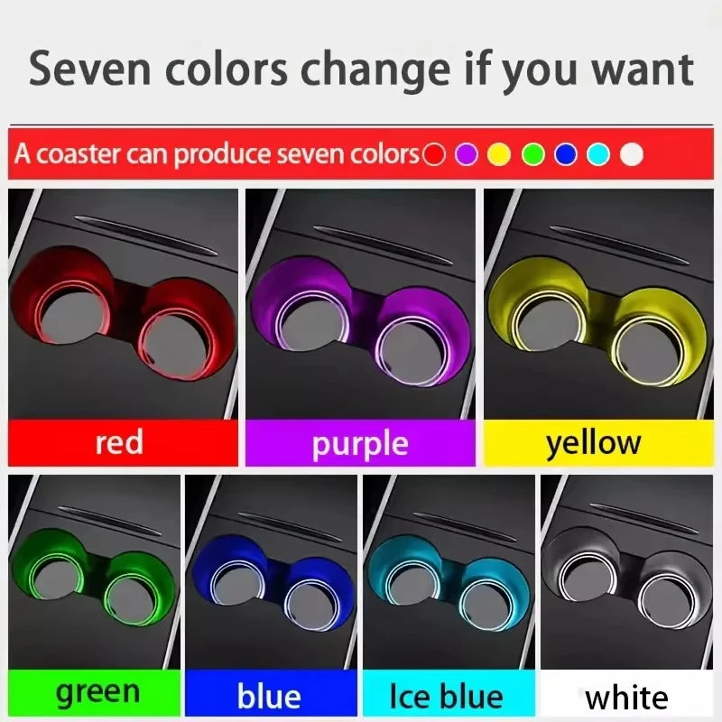 7 Colors LED Car Coasters Cup Holder