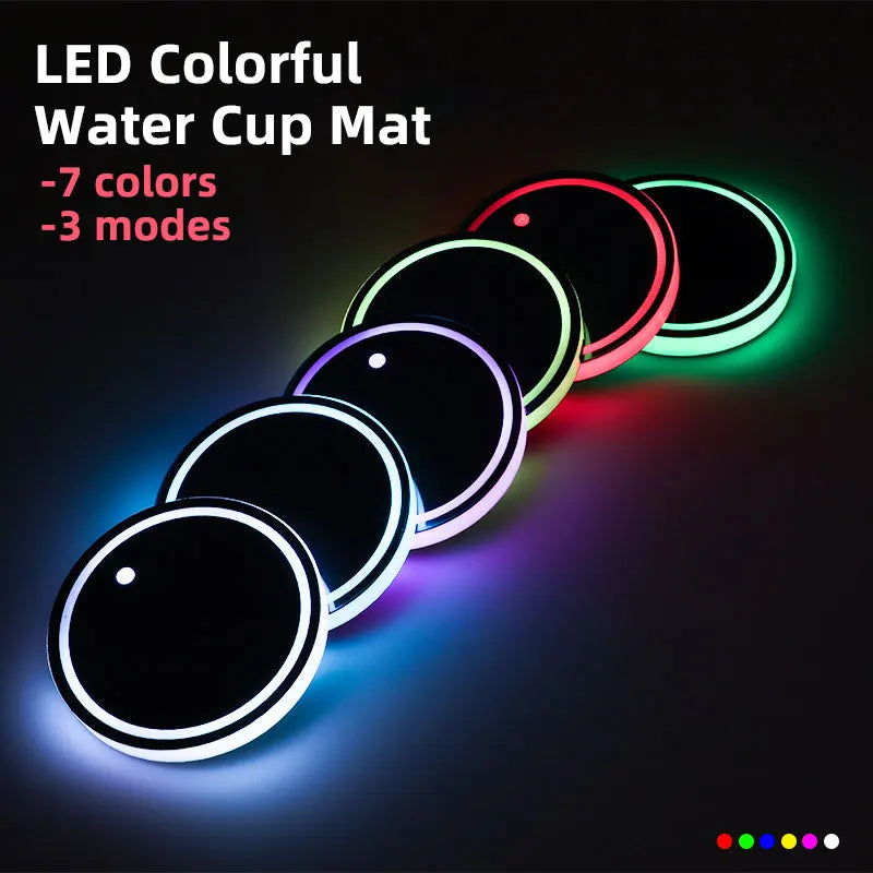 7 Colors LED Car Coasters Cup Holder